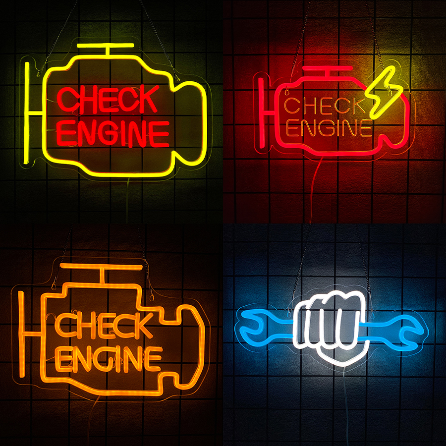 Lighting Decor Store - Insegna al neon 'Check Engine' per