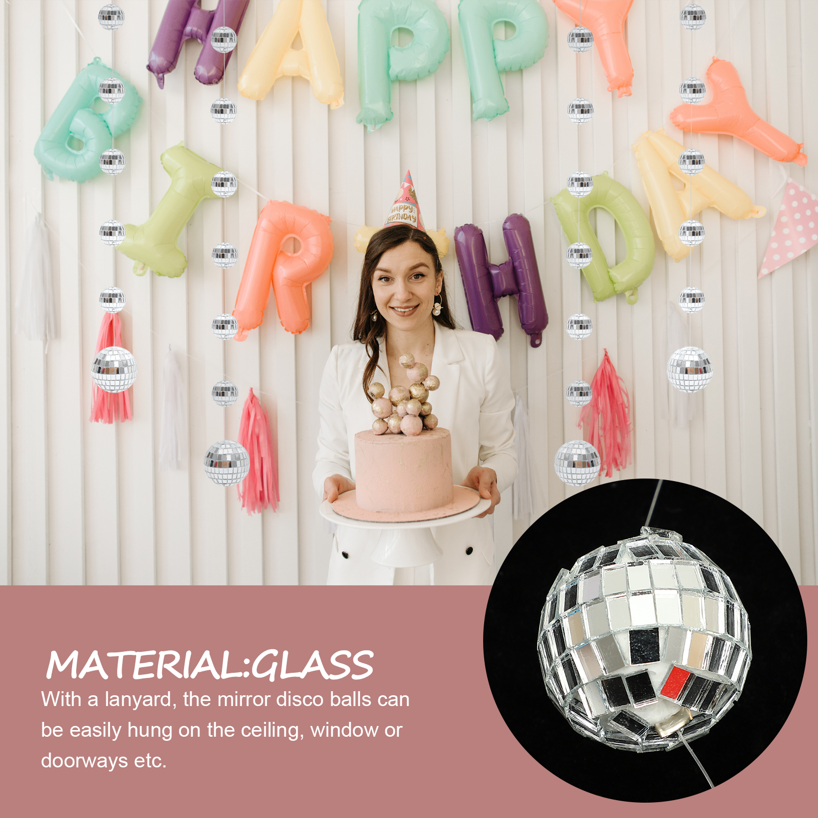 Disco Ball Mirror - Stringa sospesa con sfera riflettente a
