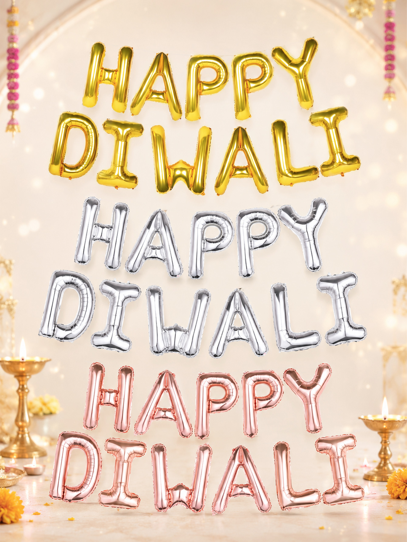 Lighting Decoration For Diwali - Set di palloncini con striscione 