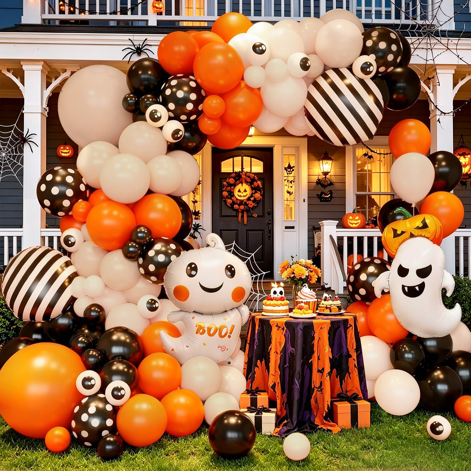 Orange Lighting Decor - Kit Arco Palloncini Halloween 119 Pezzi