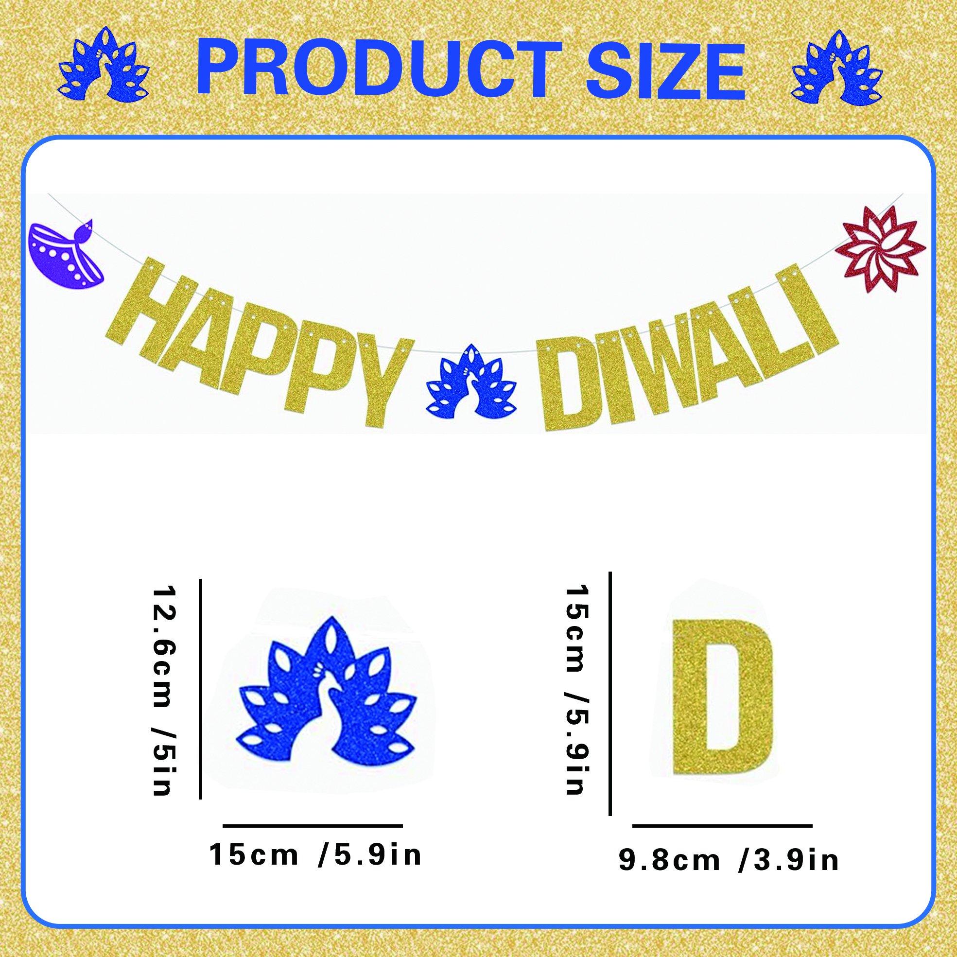 Striscione Dorato Glitterato ' - Lighting Decoration For Diwali recensione e prezzo