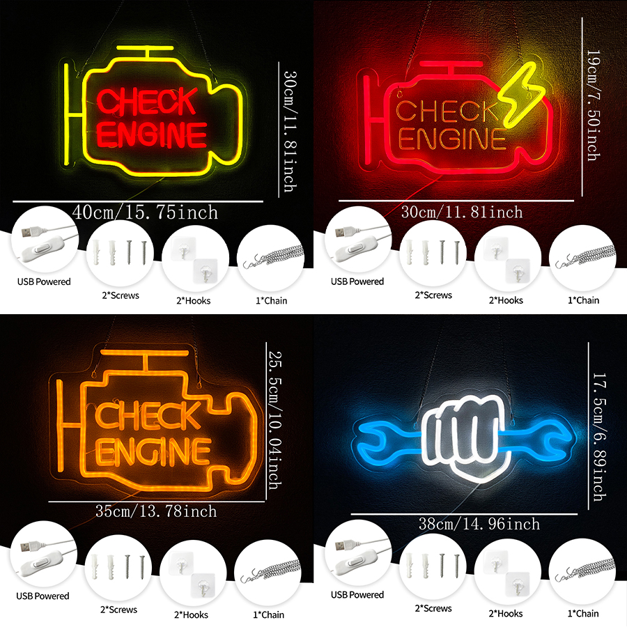 Insegna al neon 'Check Engine' - Lighting Decor Store recensione e prezzo