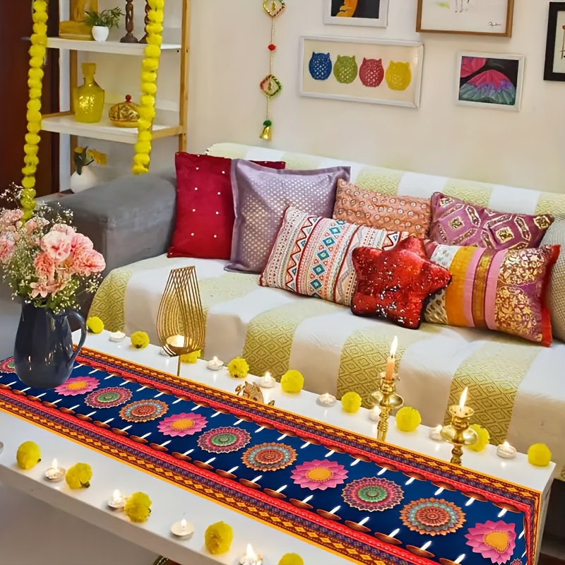 Runner da Tavola in Lino per i - Lighting Decoration For Diwali recensione e prezzo