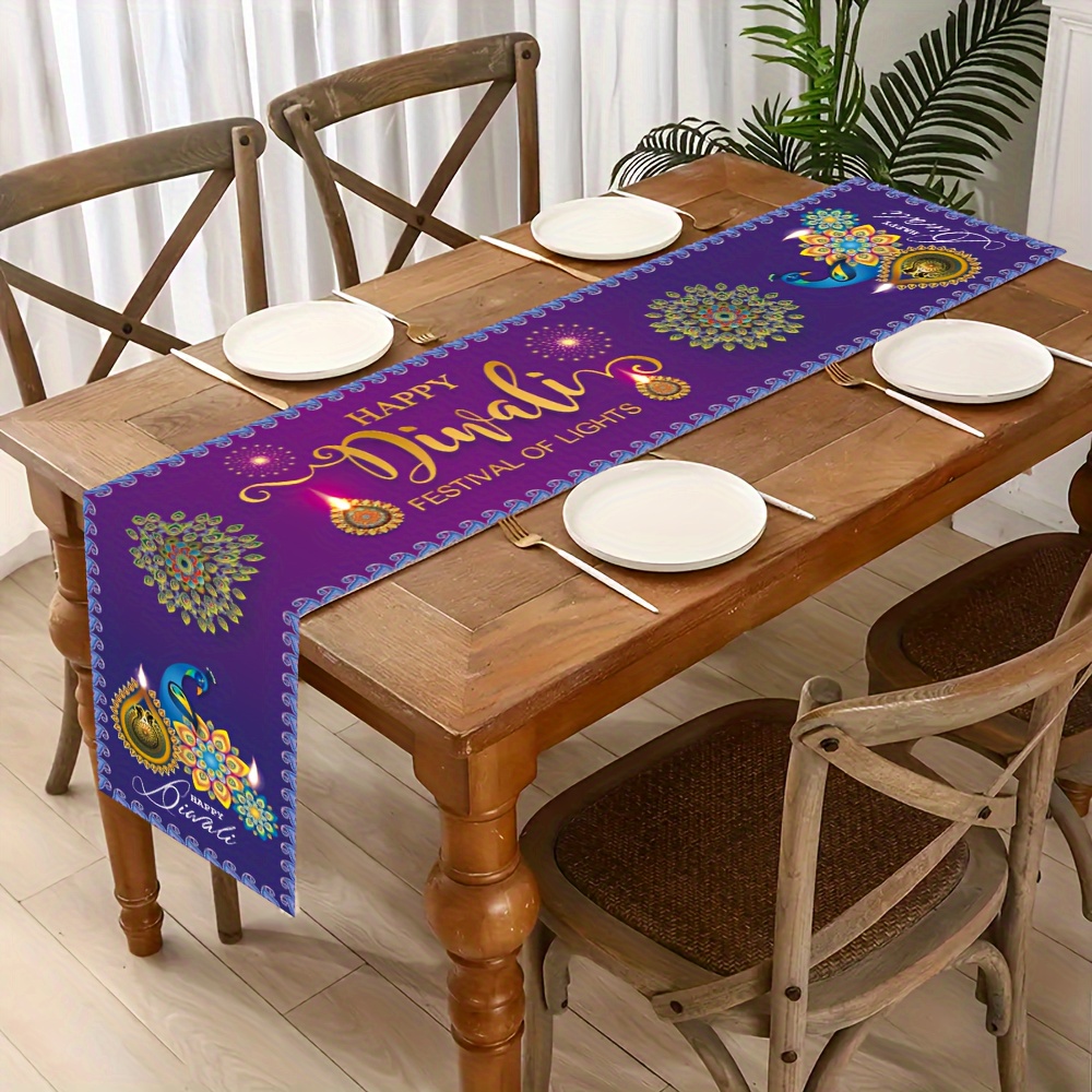 Runner da Tavola in Lino per i - Lighting Decoration For Diwali recensione e prezzo