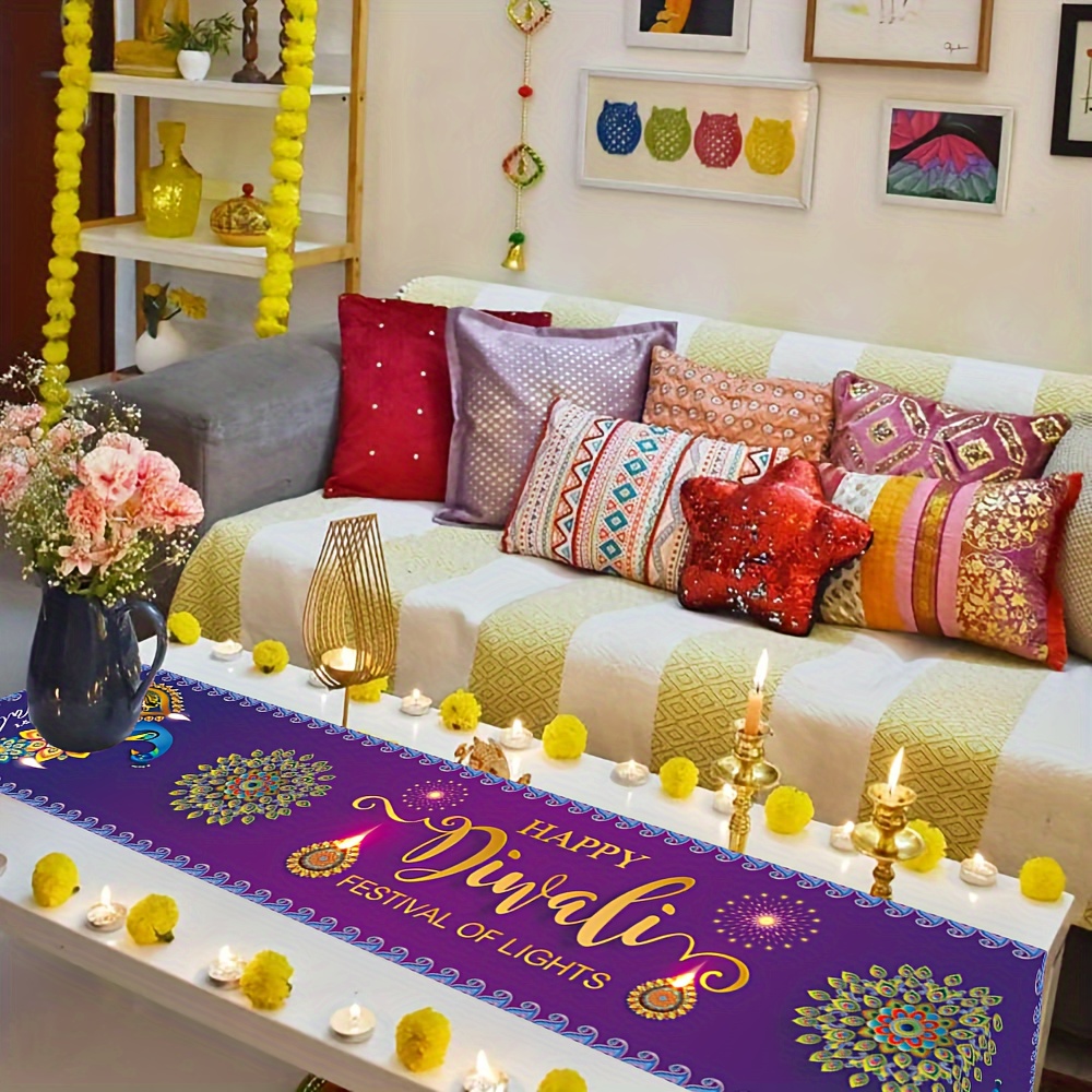Runner da Tavola in Lino per i - Lighting Decoration For Diwali recensione e prezzo