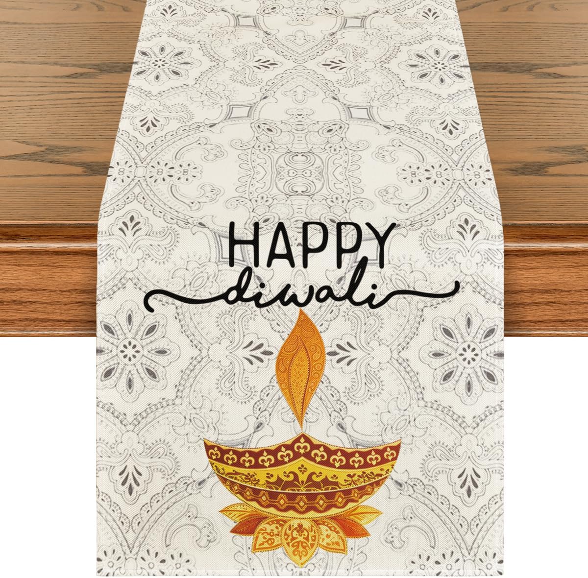 Runner da Tavola in Lino per i - Lighting Decoration For Diwali recensione e prezzo